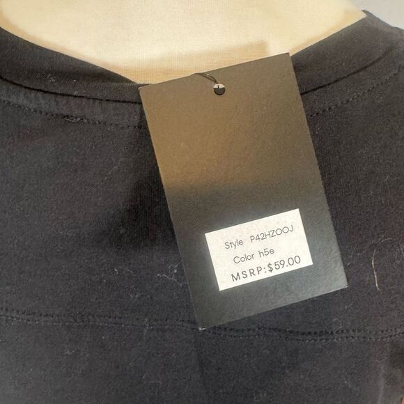 DKNY black mixed media puff sleeve top size small NWT - Picture 6 of 8